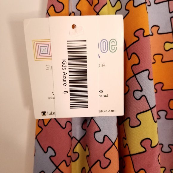 Lularoe Girls Azure Jigsaw Puzzle Skirt - Picture 2 of 4